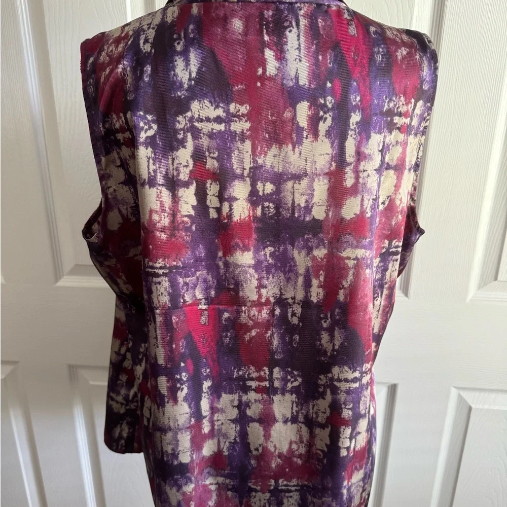 EUC Coldwater Creek Abstract Sleeveless Blouse in Purple, Fuchsia, Tan. - Picture 3 of 5